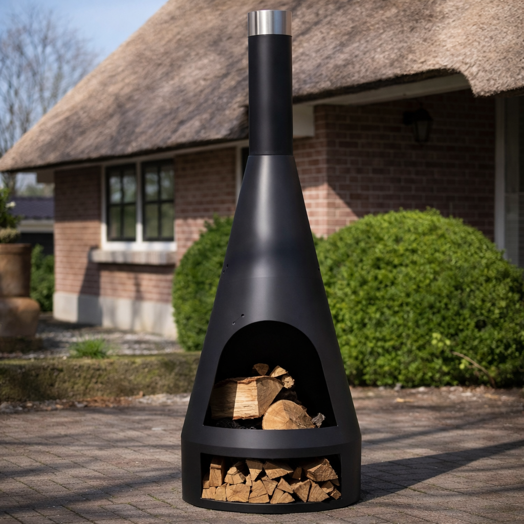 Emberline Noir Hearthwood Chimenea Fireplace