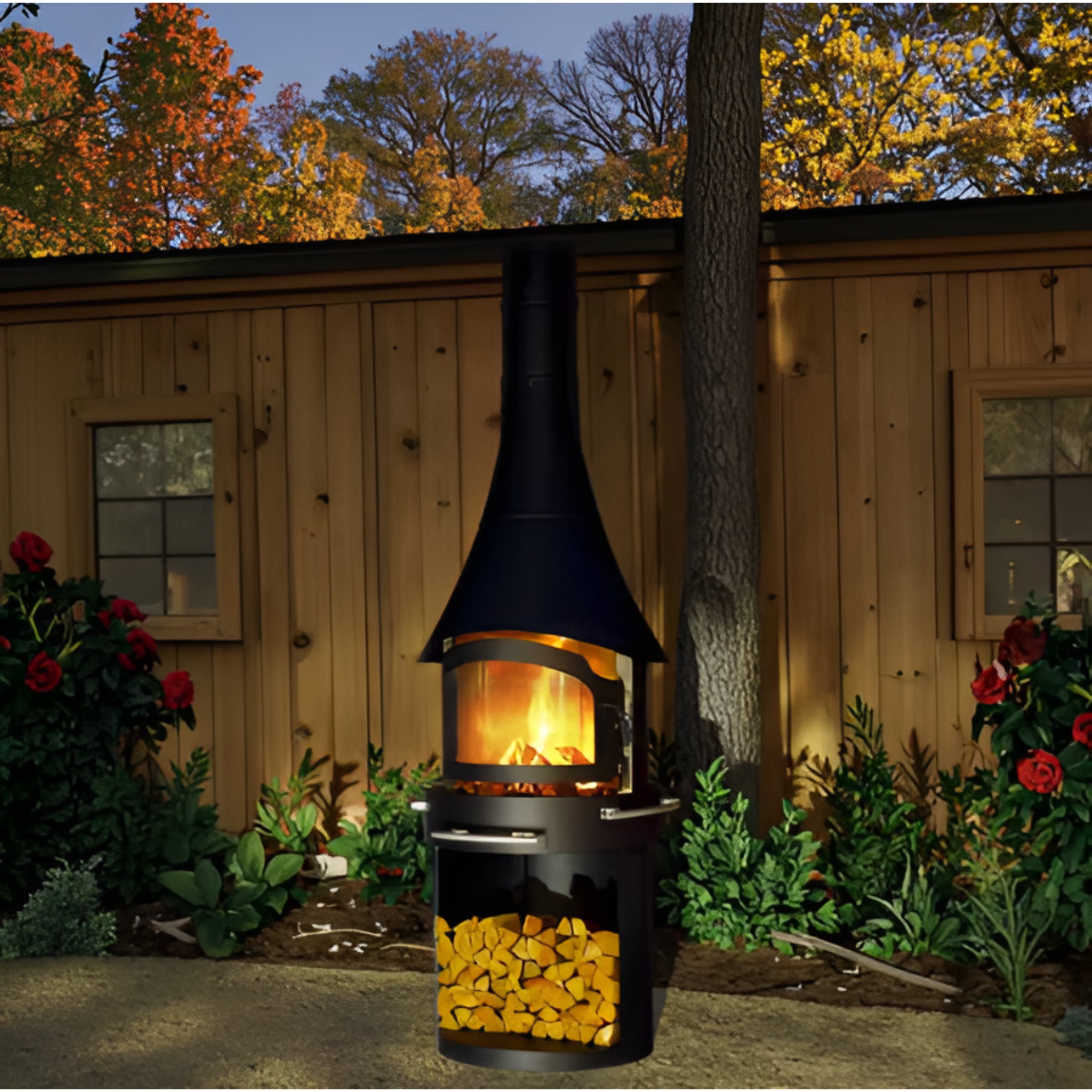 Nocturne Harbor Panoramic Chimenea Fireplace